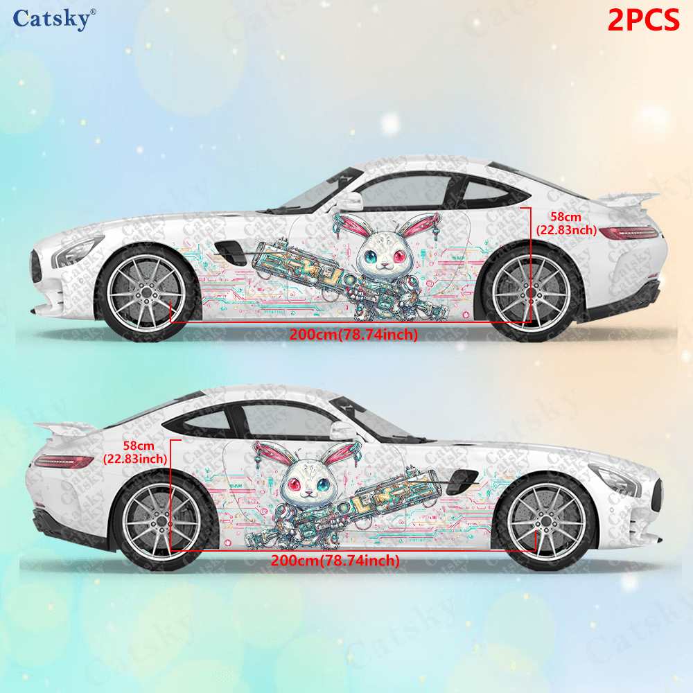 2개 사이버펑크 라인 테크 버니 자동차 사이드 랩핑 필 - Tech Accessories For Car 리뷰 및 가격