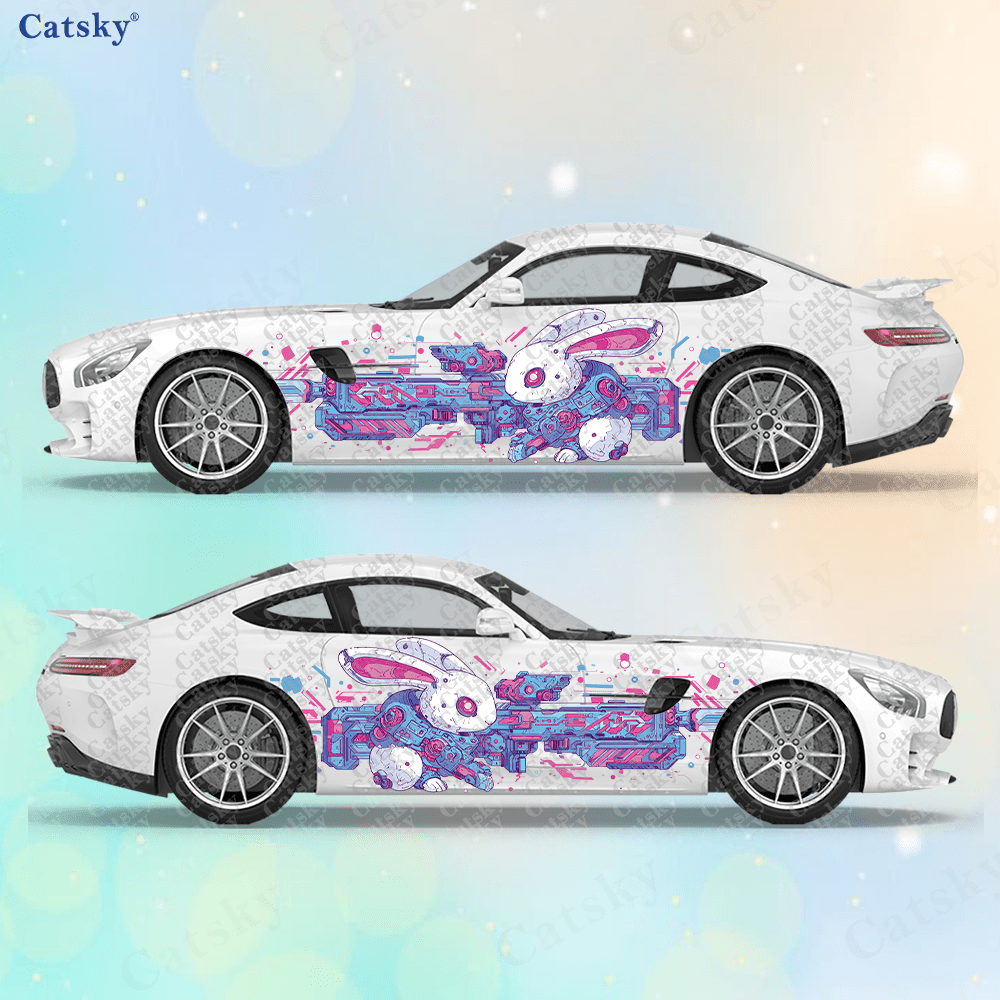 2개 사이버펑크 라인 테크 버니 자동차 사이드 랩핑 필 - Tech Accessories For Car 리뷰 및 가격